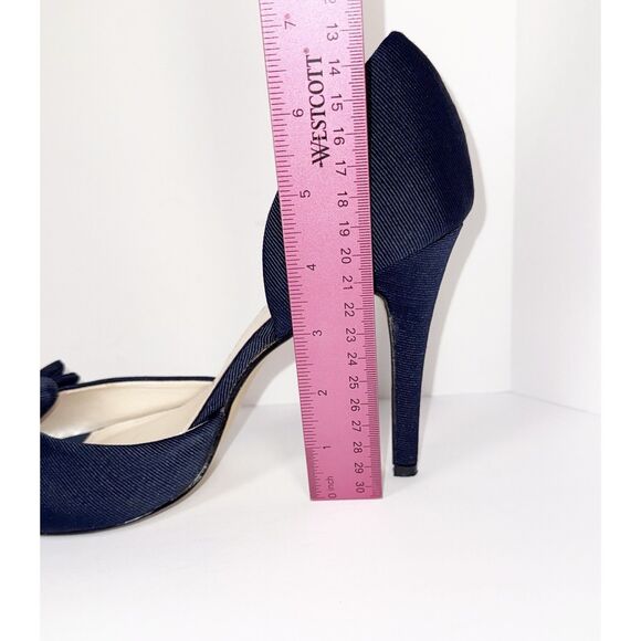 Caparros Navy Blue Heels Bow Peep Toe Pump Dressy Nautical Formal Stiletto 9.5 B - Picture 13 of 16